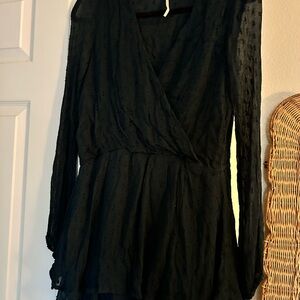 Free People Black V Neck Wrap Dress